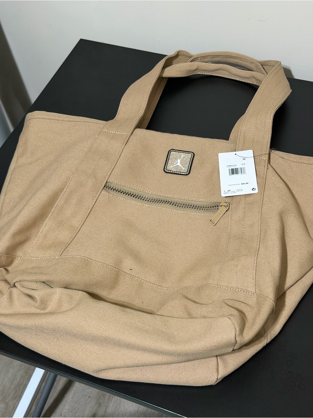 Jordan Canvas Duffel Tote in Tan